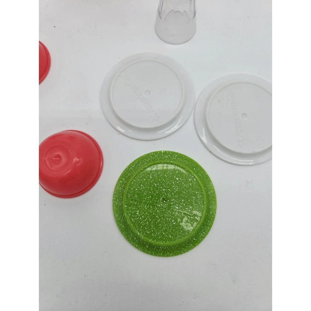 American Girl Doll Kit Pitcher Glass Plates Set Dishes Pink Green